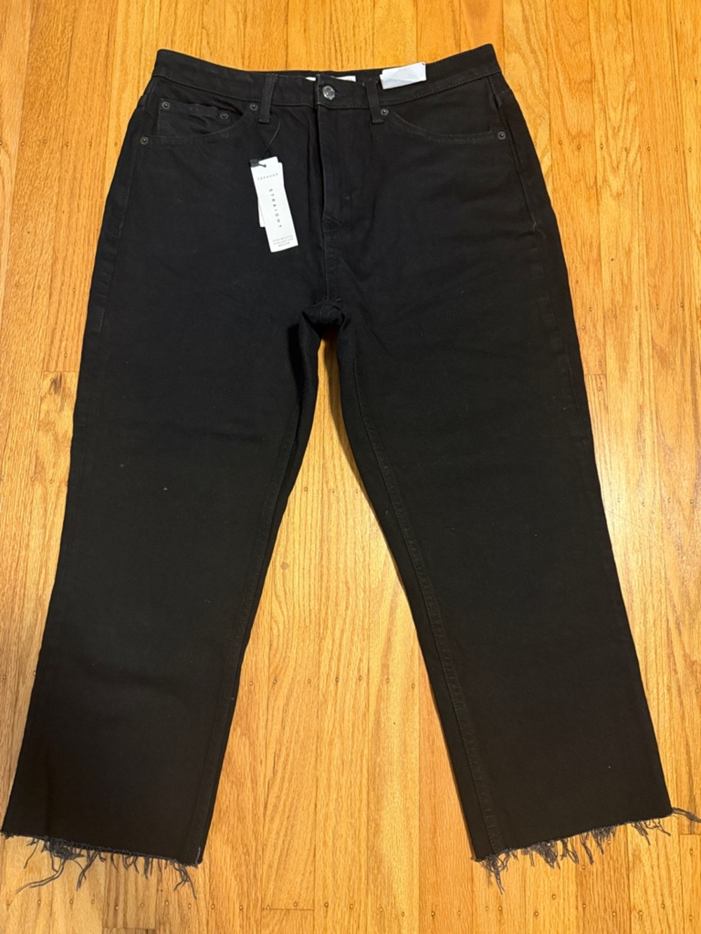 Topshop Women’s Black Jeans with Raw Hem